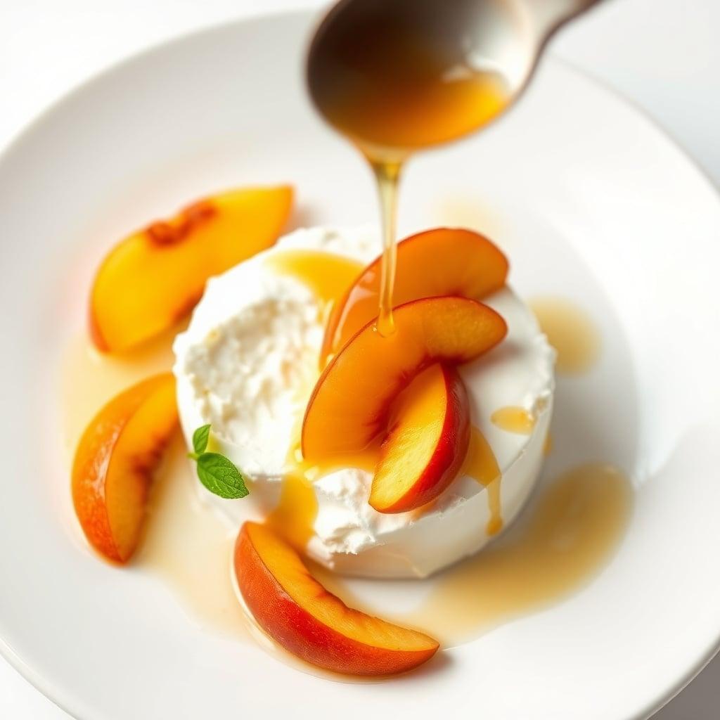 Cottage Cheese with Sliced Peaches and Honey Cottage Cheese with Sliced Peaches and Honey