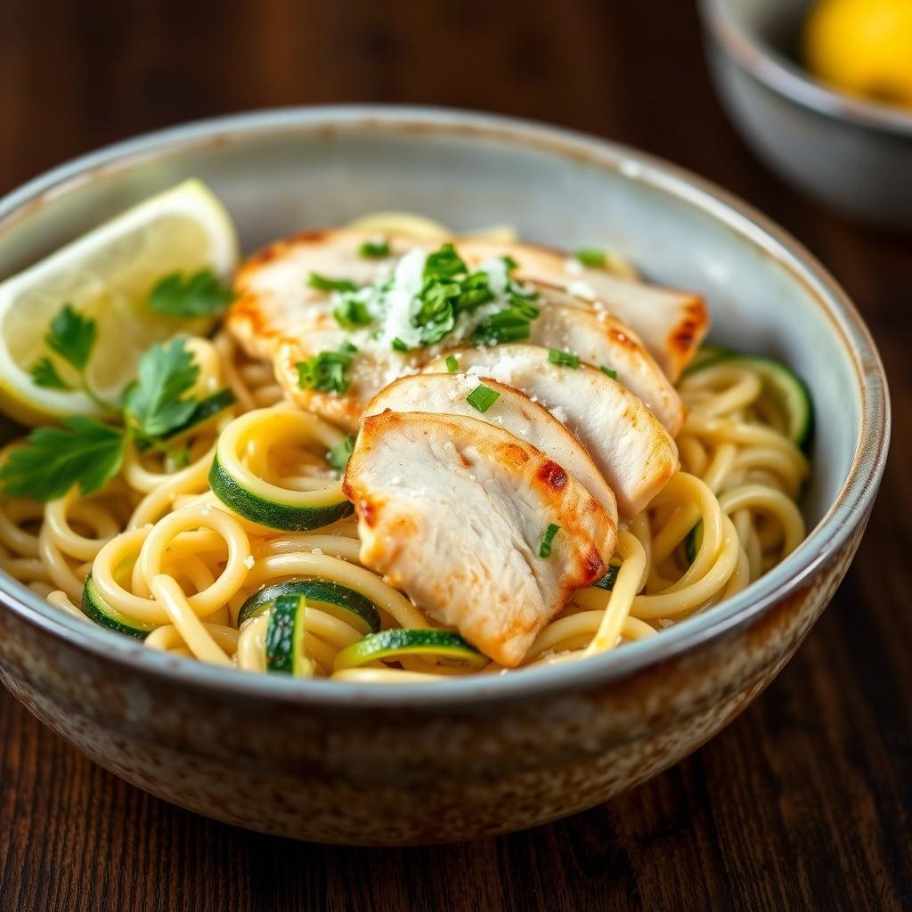 Creamy Lemon-Parmesan Chicken and Zucchini Pasta Creamy Lemon-Parmesan Chicken and Zucchini Pasta