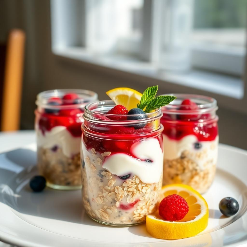 Overnight Lemon Ricotta Breakfast Jars with Berry Compote Overnight Lemon Ricotta Breakfast Jars with Berry Compote