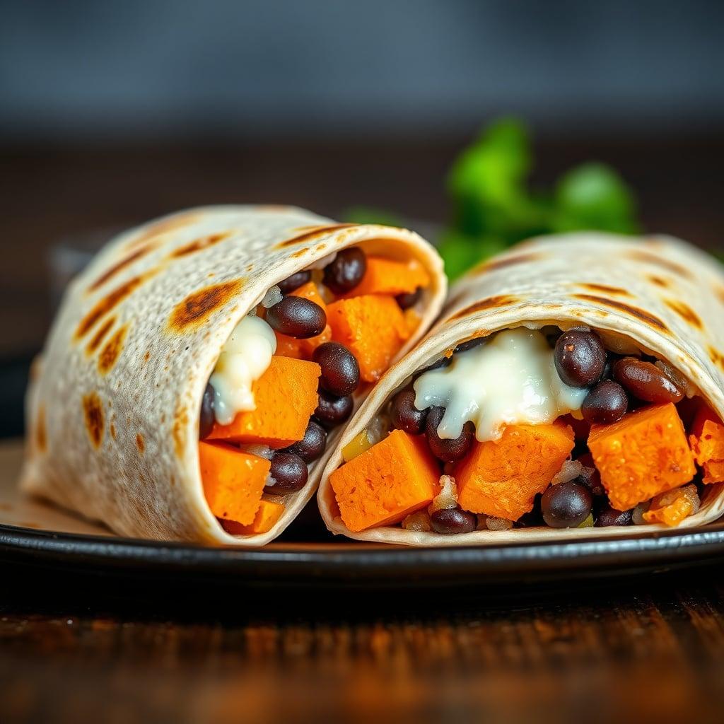 Chipotle-Lime Sweet Potato and Black Bean Breakfast Burritos