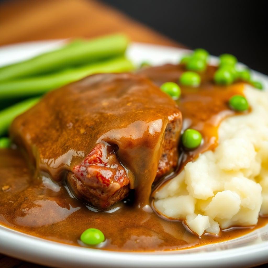 Classic Cube Steak with Gravy, Peas, and Mashed Potatoes Classic Cube Steak with Gravy, Peas, and Mashed Potatoes