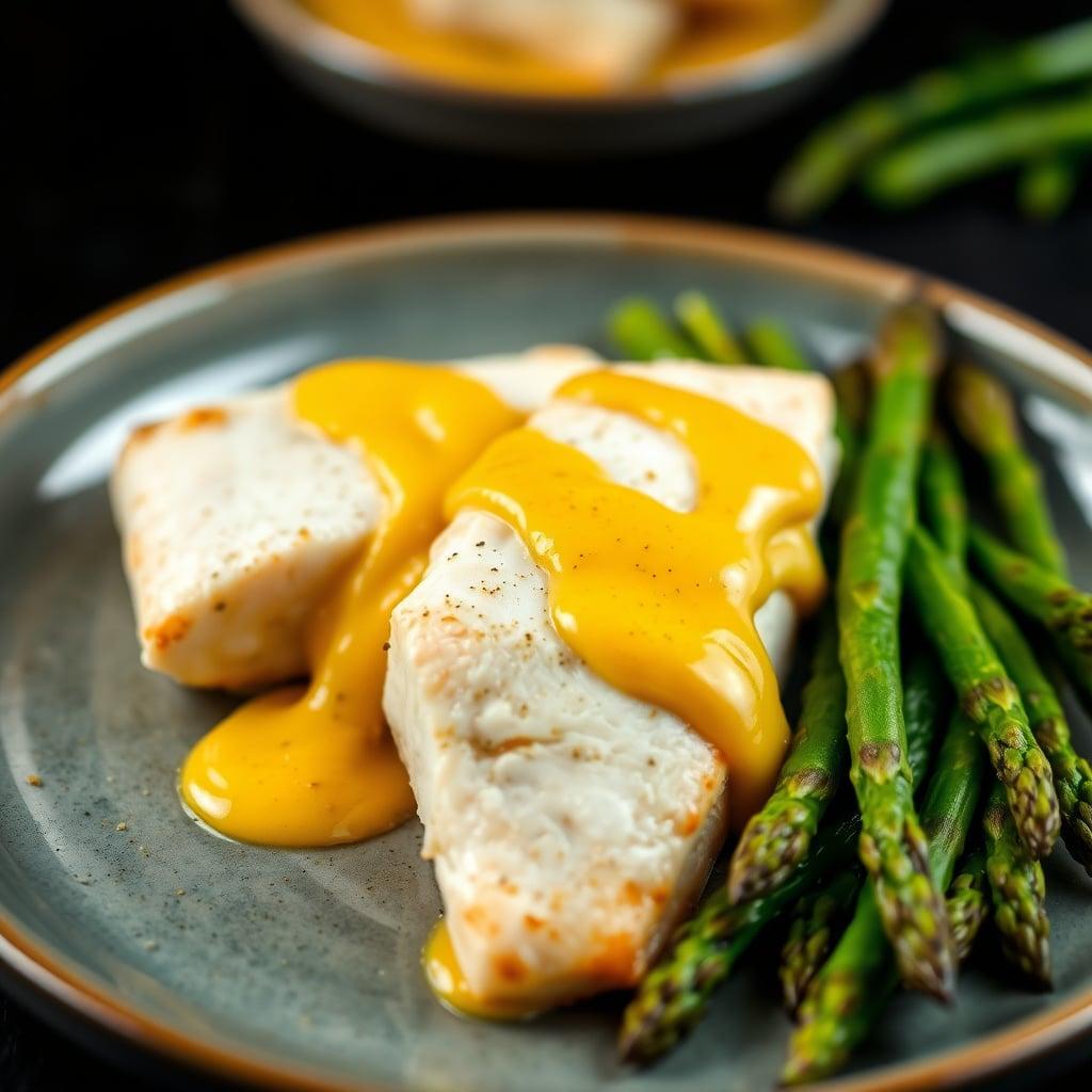 Peruvian-Spiced Mahi-Mahi with Aji Amarillo Sauce and Roasted Asparagus Peruvian-Spiced Mahi-Mahi with Aji Amarillo Sauce and Roasted Asparagus