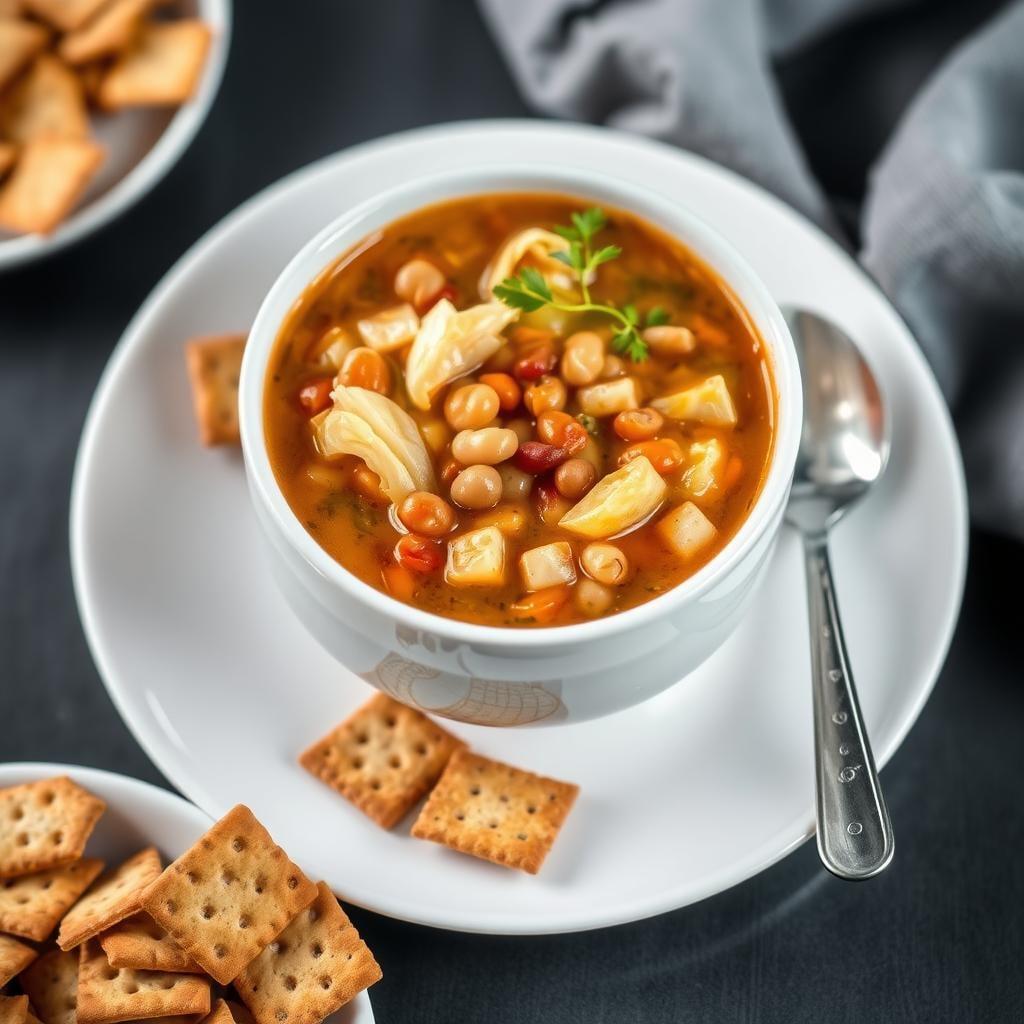 Hearty Cabbage and Bean Soup with Gluten-Free Crackers Hearty Cabbage and Bean Soup with Gluten-Free Crackers