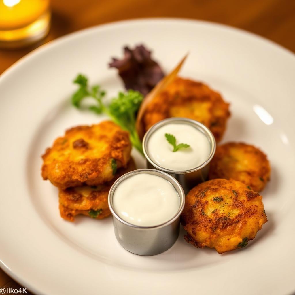 Crispy Potato & Vegetable Fritters with Yogurt Dip Crispy Potato & Vegetable Fritters with Yogurt Dip