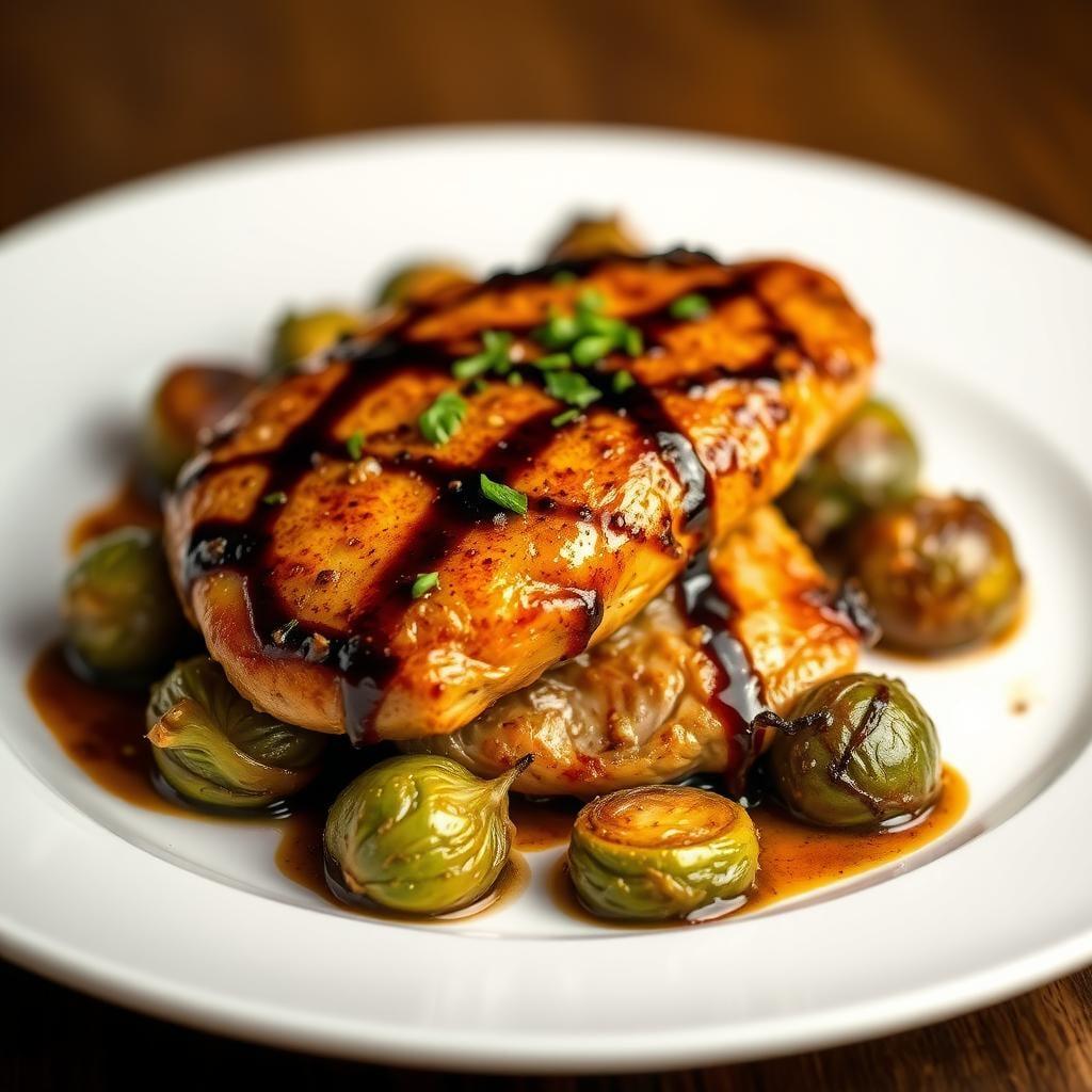 Balsamic Glazed Chicken with Roasted Brussels Sprouts