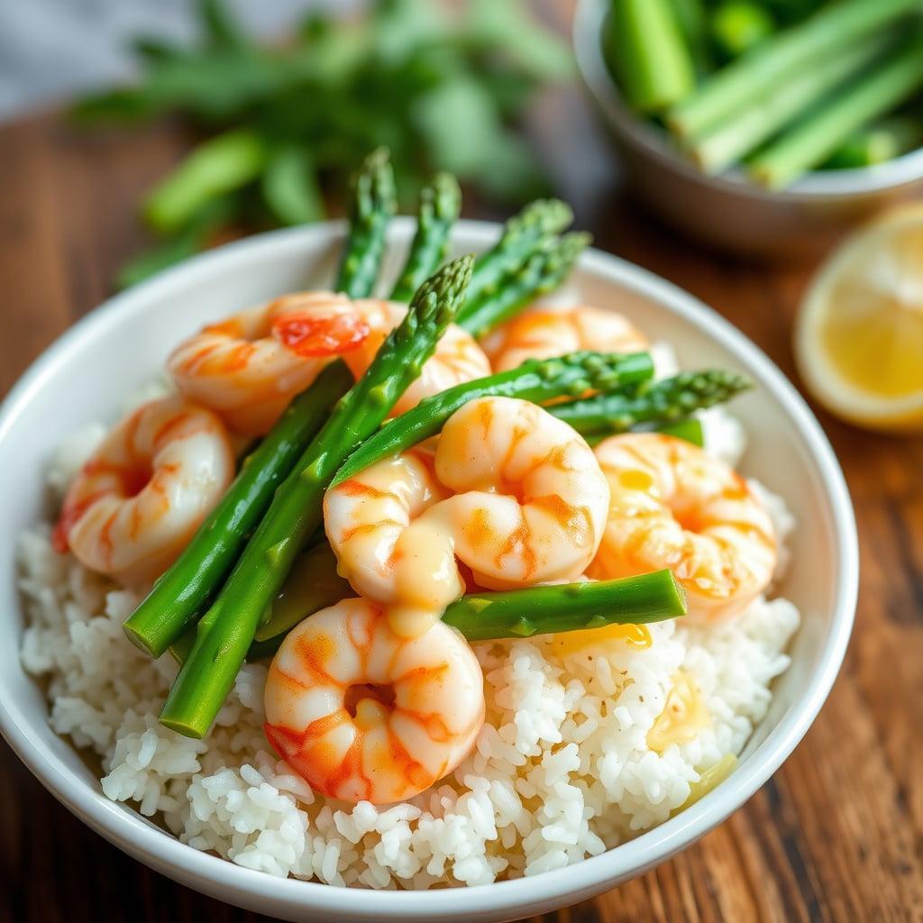 Garlic Butter Shrimp and Asparagus Rice Bowls Garlic Butter Shrimp and Asparagus Rice Bowls