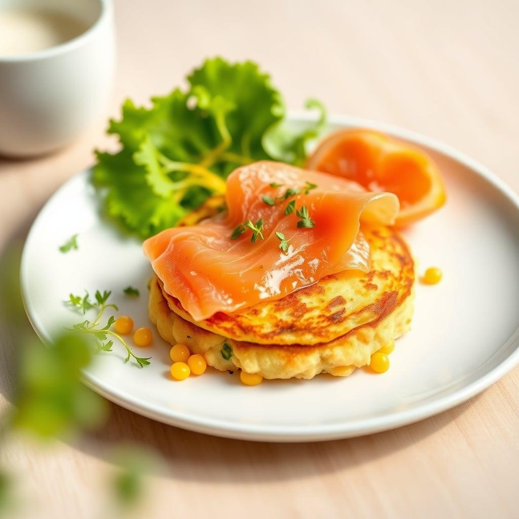 Savory Corn and Cheddar Pancakes with Smoked Salmon Savory Corn and Cheddar Pancakes with Smoked Salmon