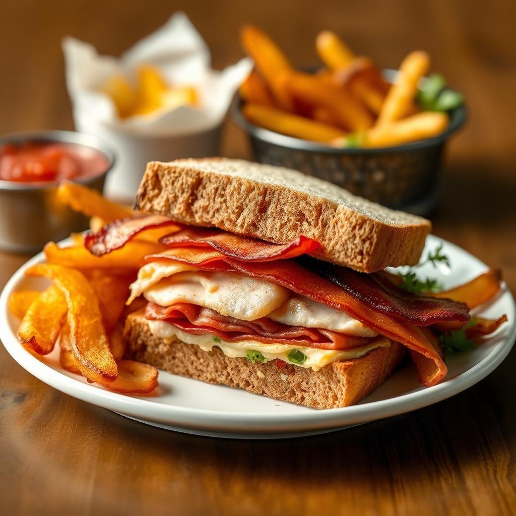 Classic American Club Sandwich with Homemade Potato Chips Classic American Club Sandwich with Homemade Potato Chips