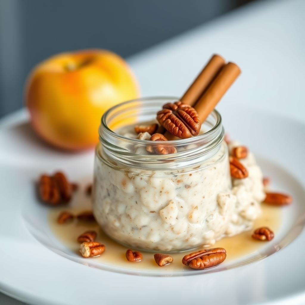 Cinnamon Apple Overnight Oats with Toasted Pecans