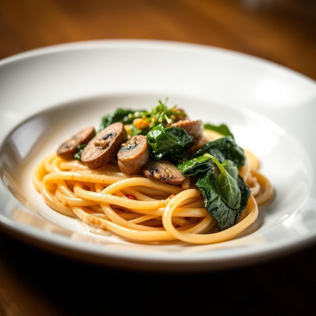 Marsala Mushroom Pasta with Wilted Spinach Marsala Mushroom Pasta with Wilted Spinach