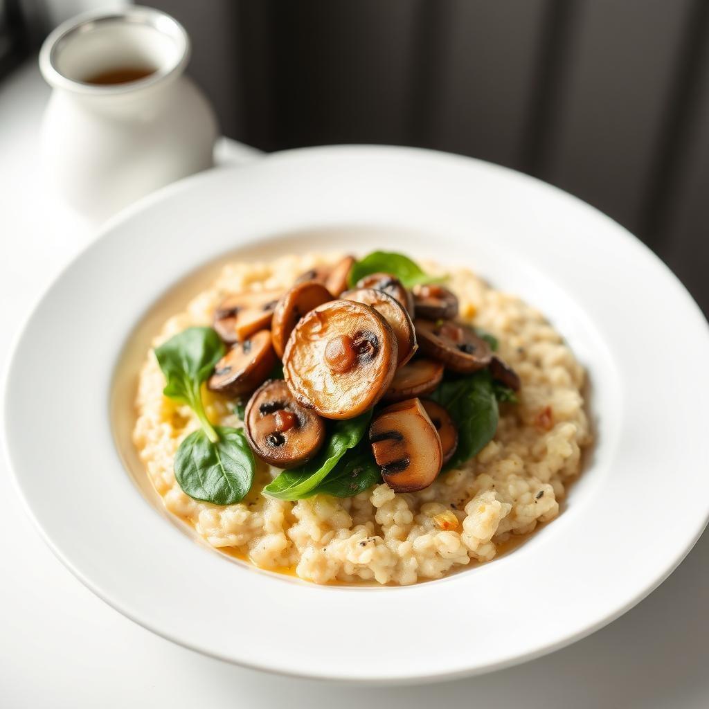 Savory Mushroom and Spinach Oatmeal Bowl Savory Mushroom and Spinach Oatmeal Bowl