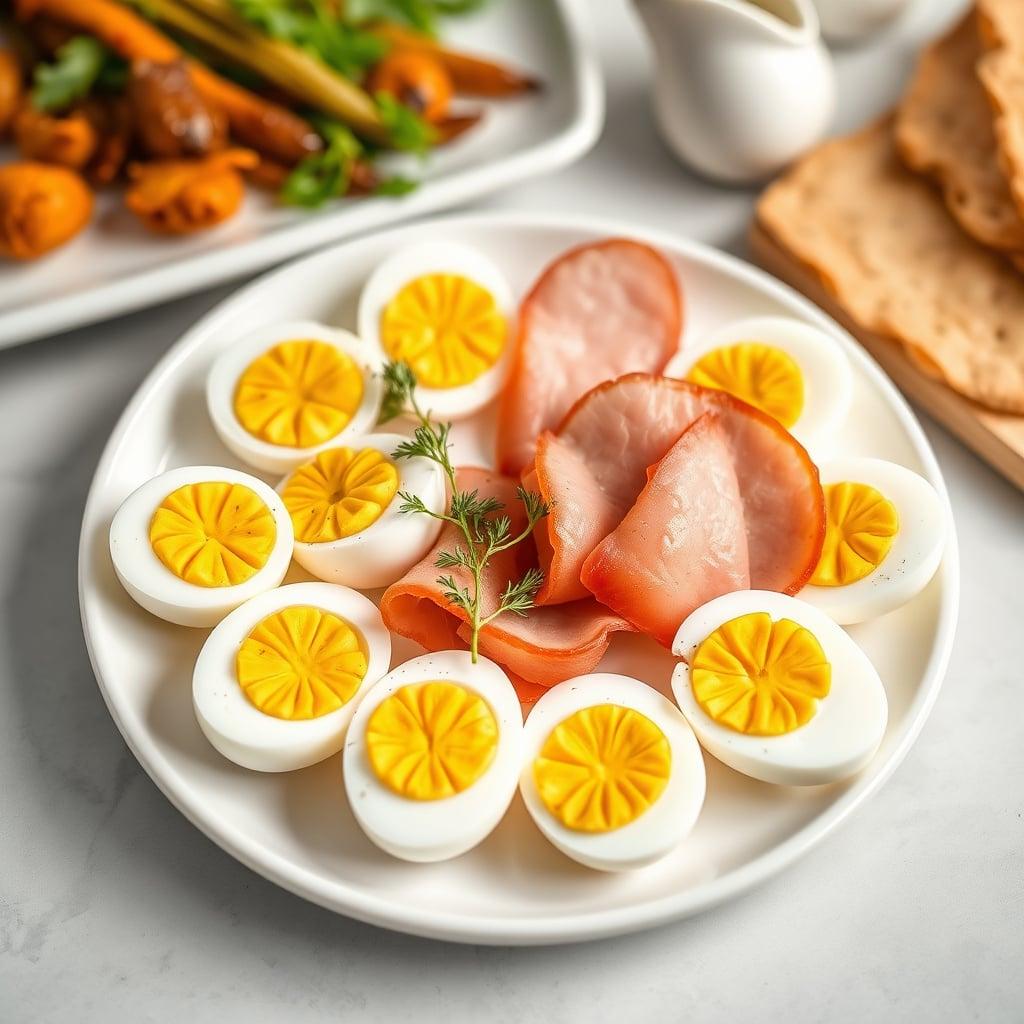 Batch-Prepped Hard Boiled Eggs and Lean Ham Slices