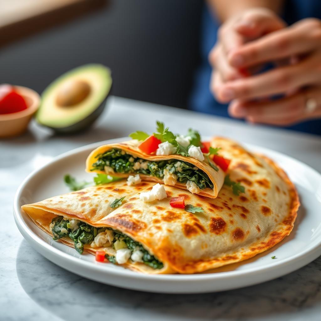 Savory Spinach and Feta Breakfast Quesadillas Savory Spinach and Feta Breakfast Quesadillas