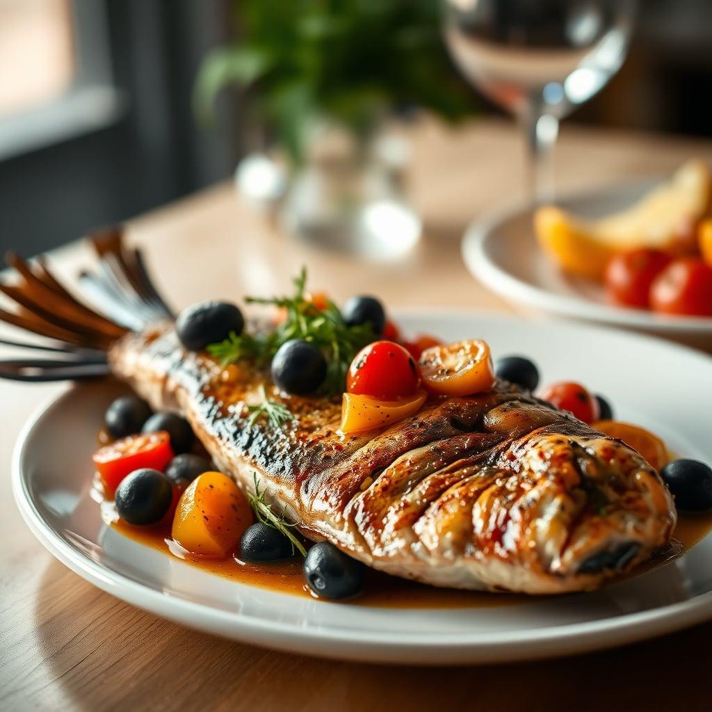Roasted Branzino Whole with Fennel, Tomatoes and Black Olives Roasted Branzino Whole with Fennel, Tomatoes and Black Olives