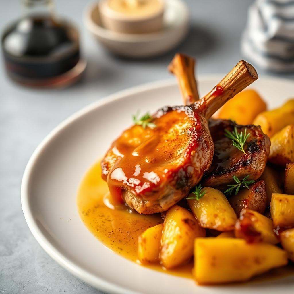Honey Mustard Glazed Pork Chops with Roasted Potatoes Honey Mustard Glazed Pork Chops with Roasted Potatoes
