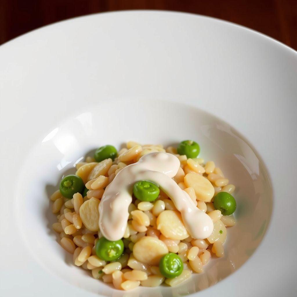 Creamy White Miso & Frozen Pea Pearl Barley Risotto Creamy White Miso & Frozen Pea Pearl Barley Risotto