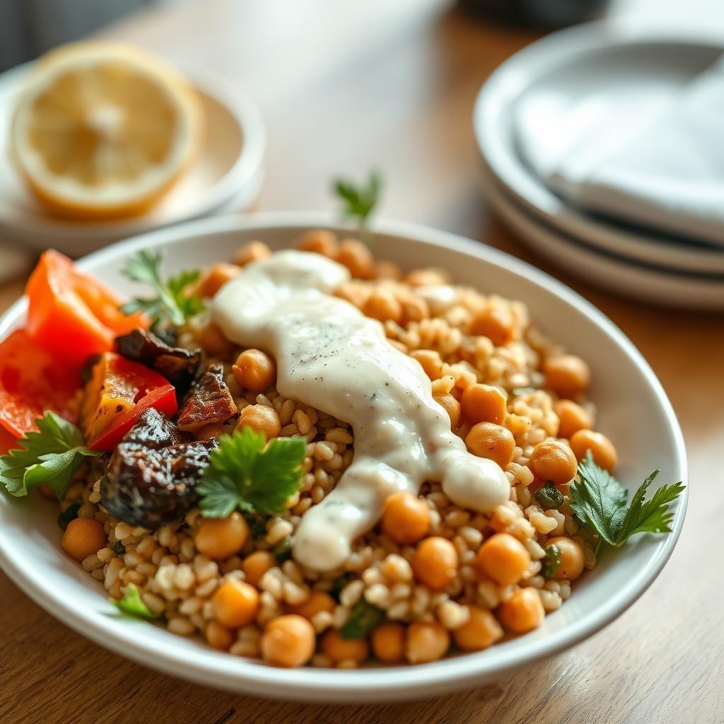 Mediterranean Farro Bowl with Lemon Tahini Dressing Mediterranean Farro Bowl with Lemon Tahini Dressing