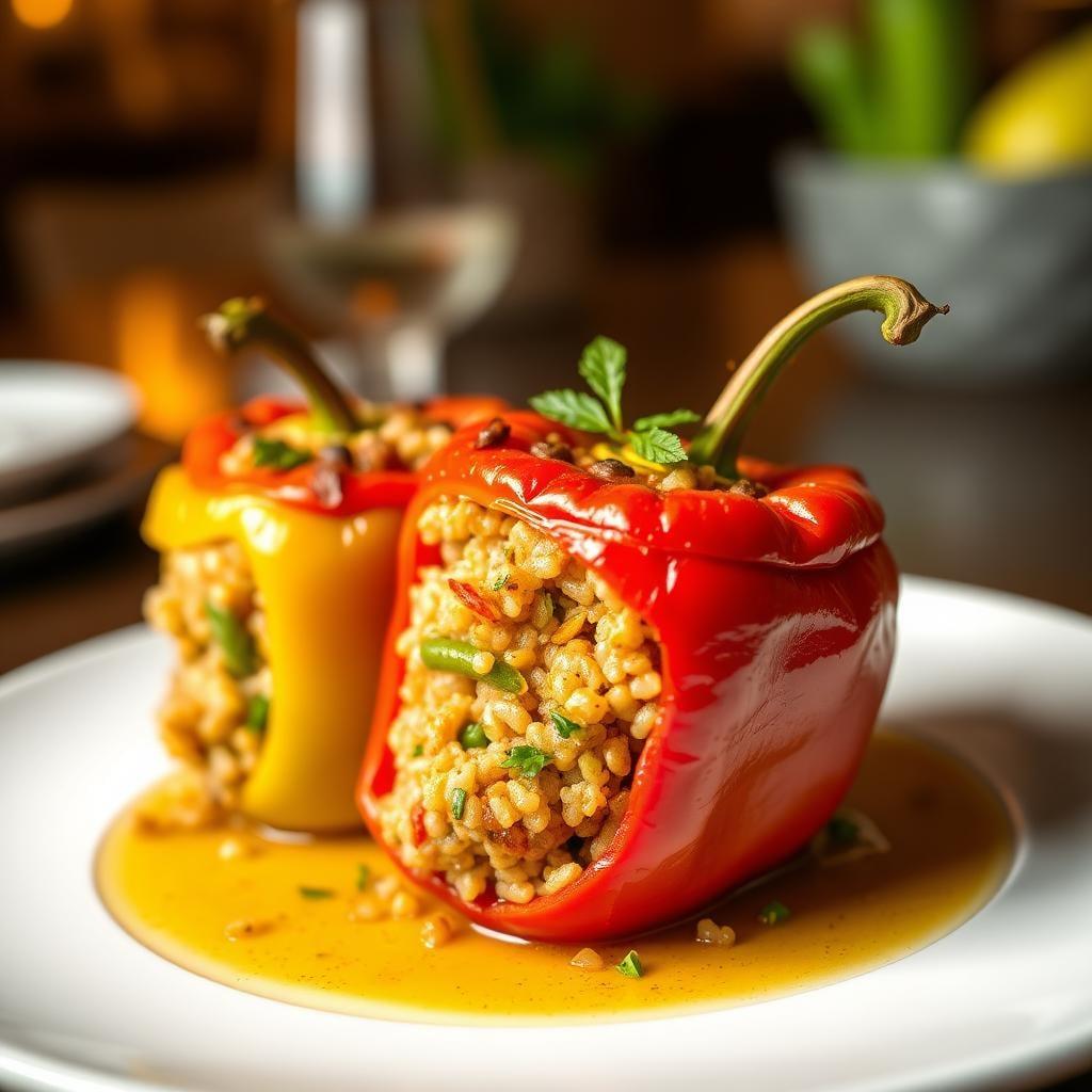 Mediterranean Stuffed Bell Peppers with Lemon Herb Quinoa Mediterranean Stuffed Bell Peppers with Lemon Herb Quinoa