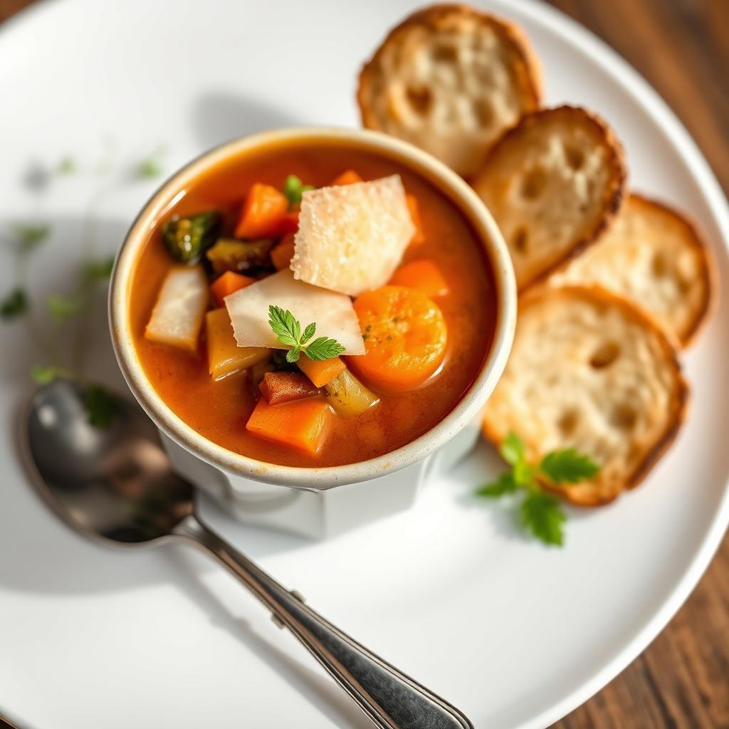 Rustic Italian Vegetable Soup with Parmesan Crostini Rustic Italian Vegetable Soup with Parmesan Crostini