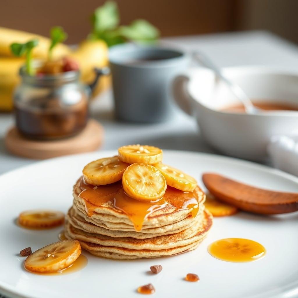 Almond Butter Protein Pancakes with Caramelized Bananas