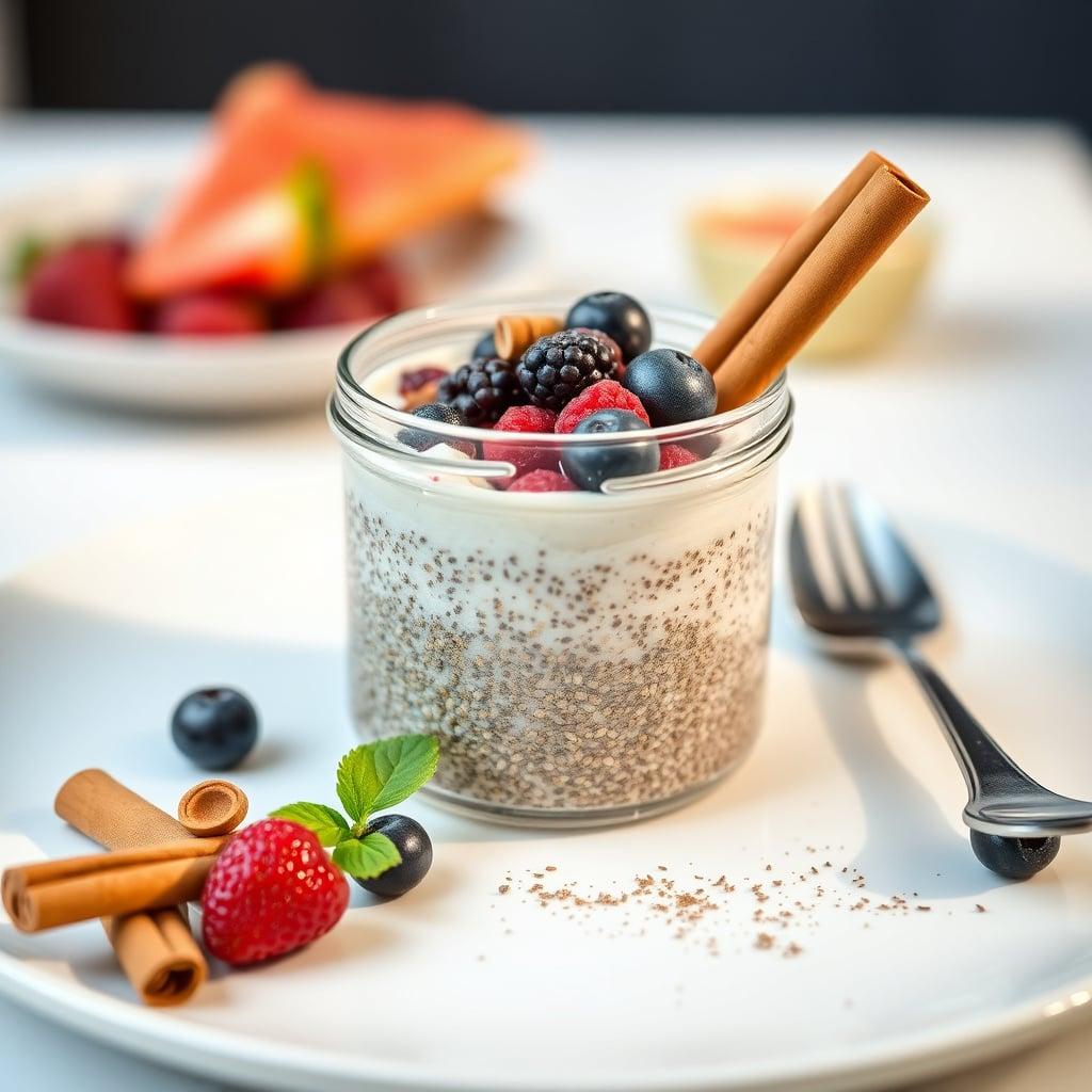 Overnight Chia Seed Pudding with Cinnamon and Berries Overnight Chia Seed Pudding with Cinnamon and Berries