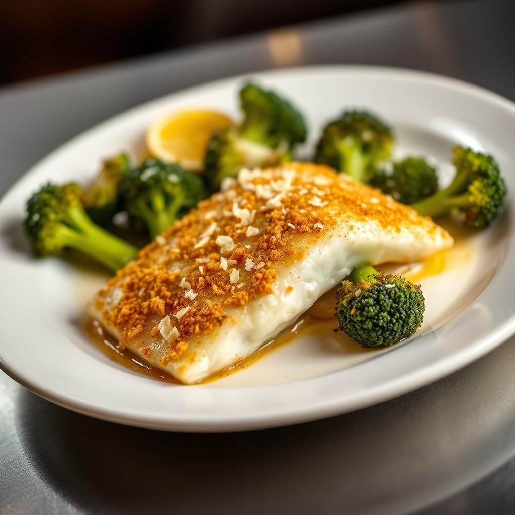 Baked Parmesan Crusted Tilapia with Roasted Broccoli