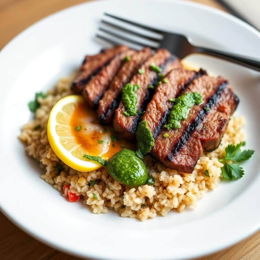 Beef and Quinoa Power Bowl with Chimichurri Sauce