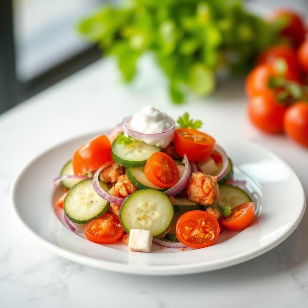 Cucumber Tomato Salad with Greek Yogurt Protein Boost Cucumber Tomato Salad with Greek Yogurt Protein Boost