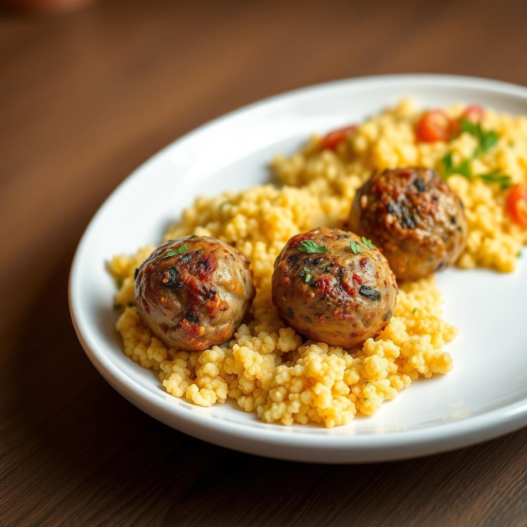 Cumin-Spiced Turkey Meatballs with Lemon Couscous Cumin-Spiced Turkey Meatballs with Lemon Couscous