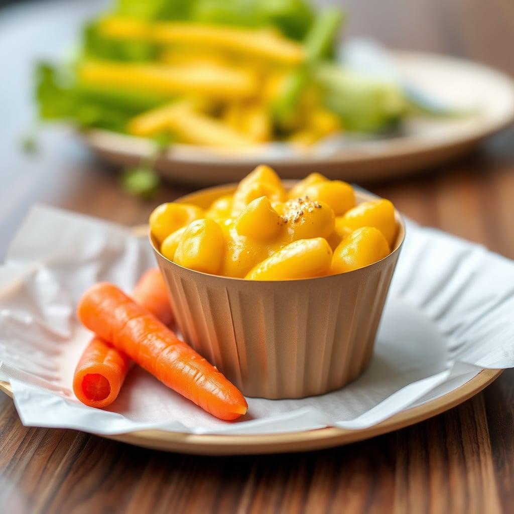 Microwave Mac and Cheese Cup with Baby Carrots Microwave Mac and Cheese Cup with Baby Carrots