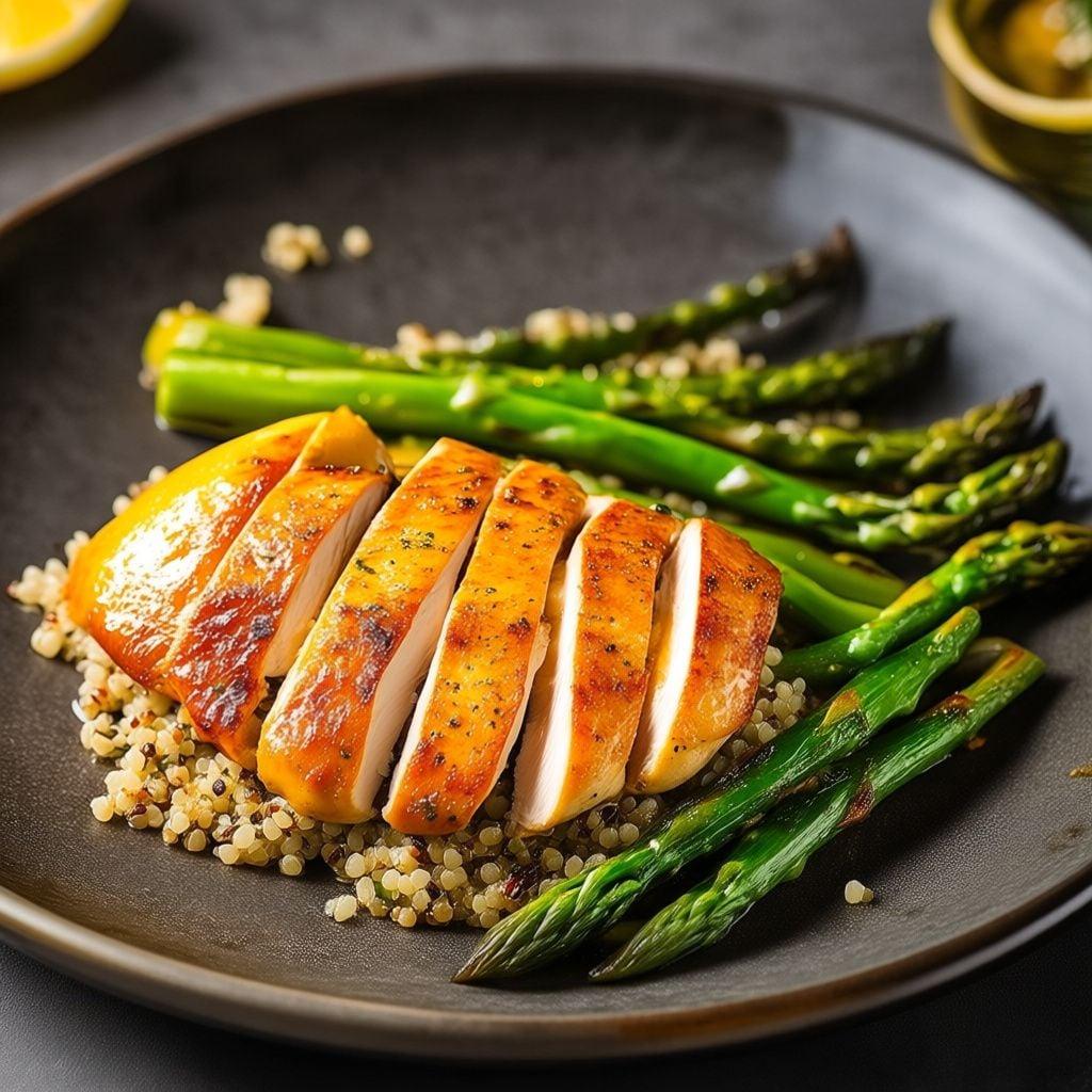 Pan-Seared Lemon-Herb Chicken with Toasted Quinoa and Roasted Asparagus Pan-Seared Lemon-Herb Chicken with Toasted Quinoa and Roasted Asparagus