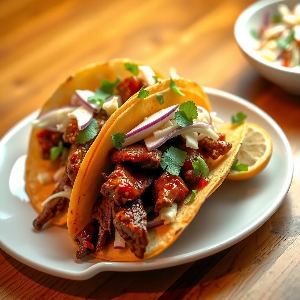 BBQ Brisket Tacos with Zesty Slaw