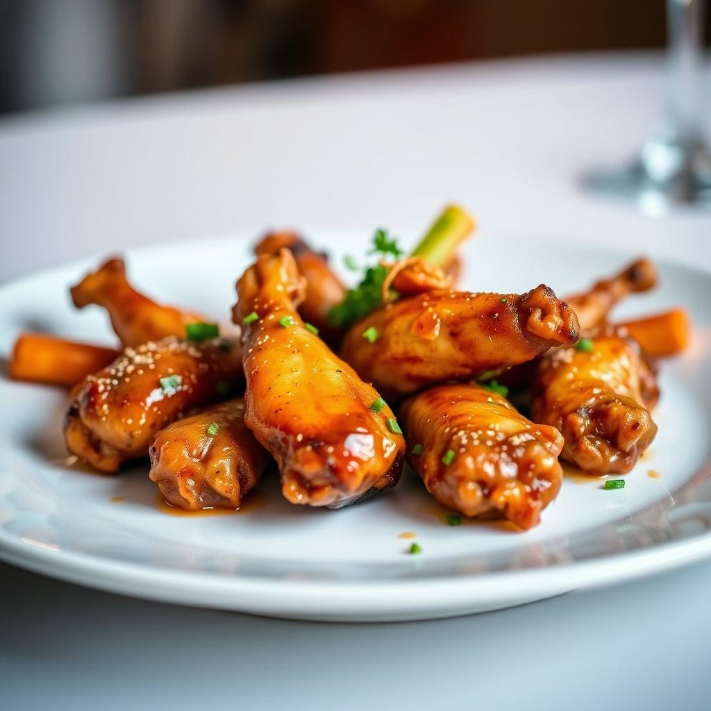 Baked Honey Garlic Chicken Wings with Vegetable Sticks