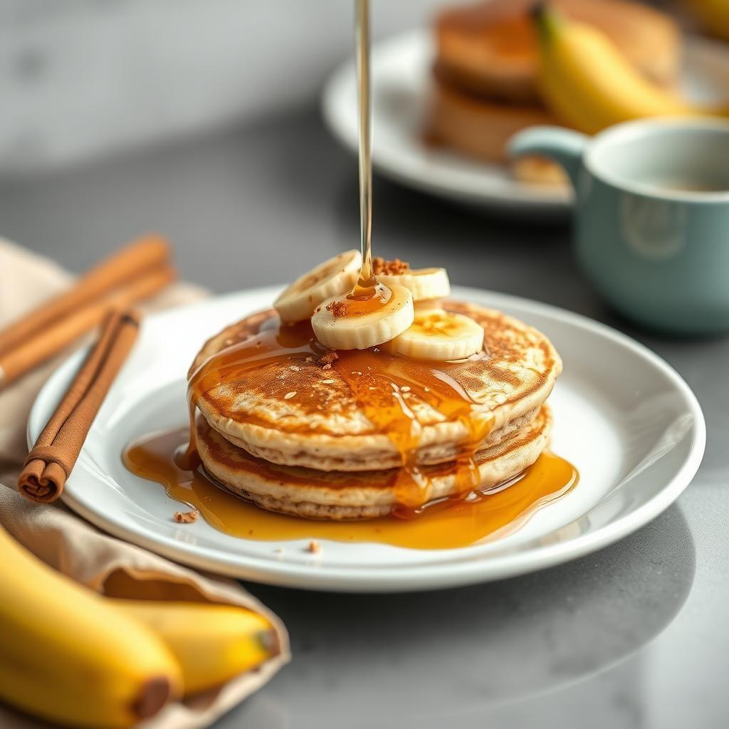 Banana Oatmeal Pancakes with Cinnamon Maple Syrup Banana Oatmeal Pancakes with Cinnamon Maple Syrup