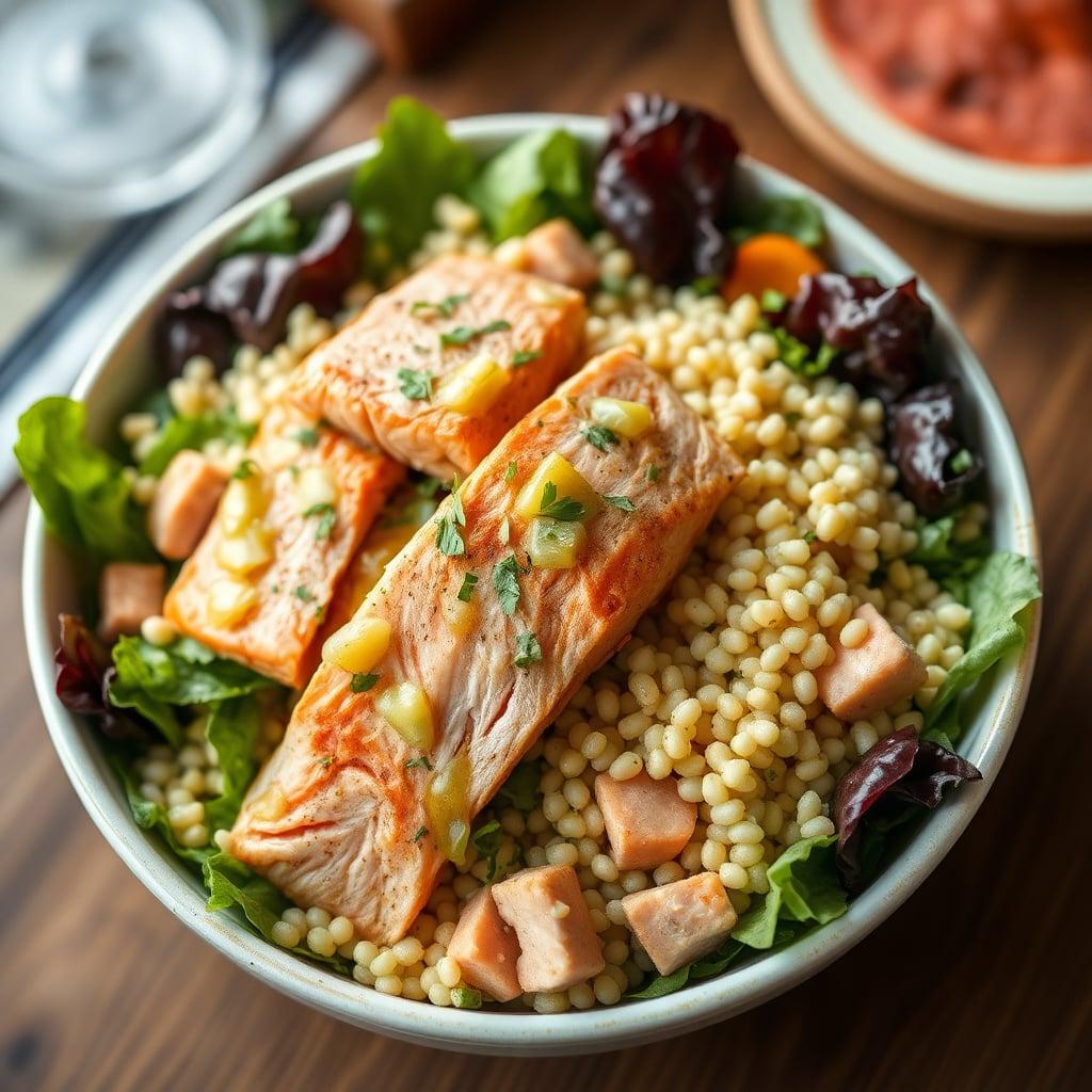Leftover Salmon and Couscous Salad with Lemon Vinaigrette Leftover Salmon and Couscous Salad with Lemon Vinaigrette