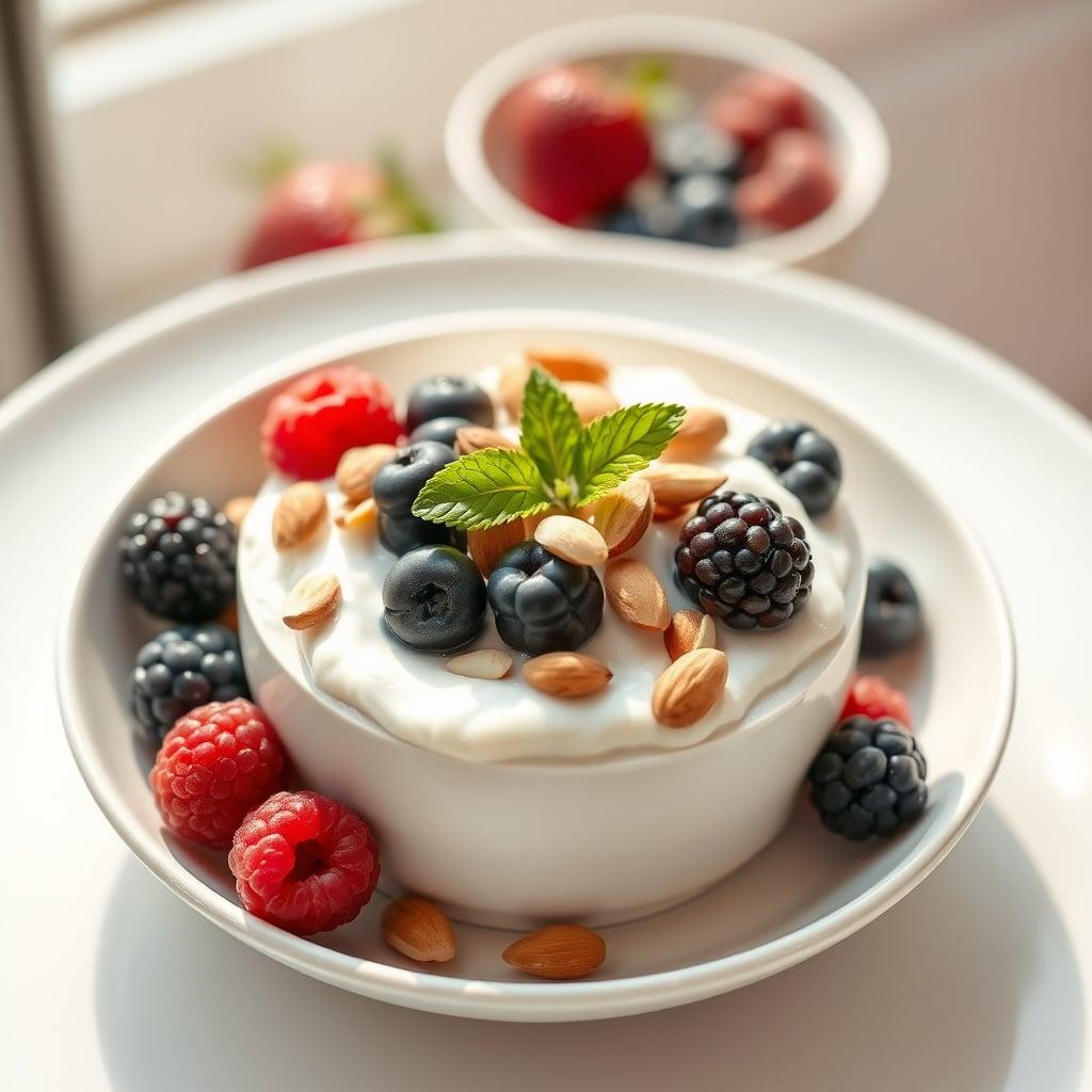 Greek Yogurt Breakfast Bowls with Berries and Almonds Greek Yogurt Breakfast Bowls with Berries and Almonds