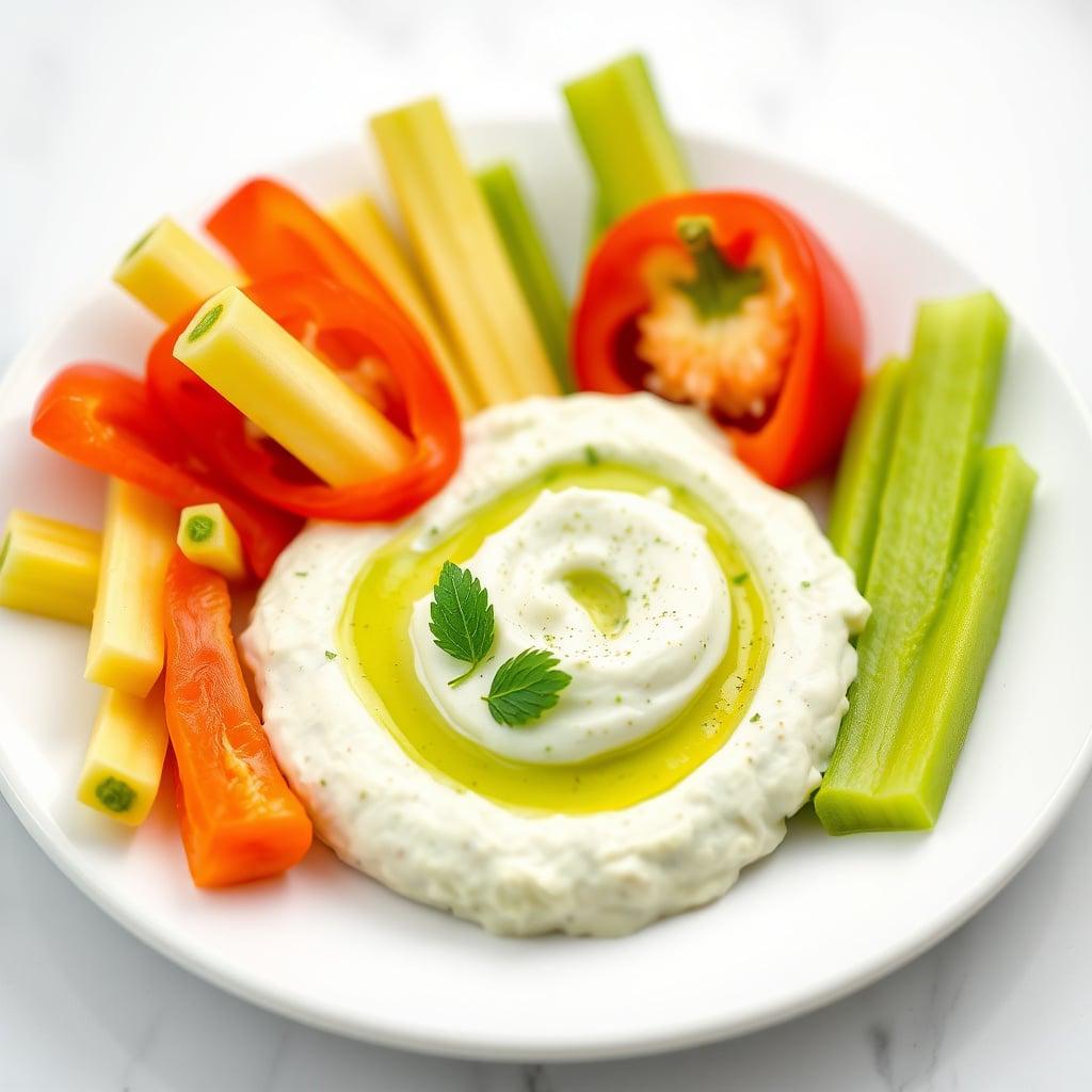 Creamy Avocado Dip with Bell Pepper and Celery Sticks Creamy Avocado Dip with Bell Pepper and Celery Sticks