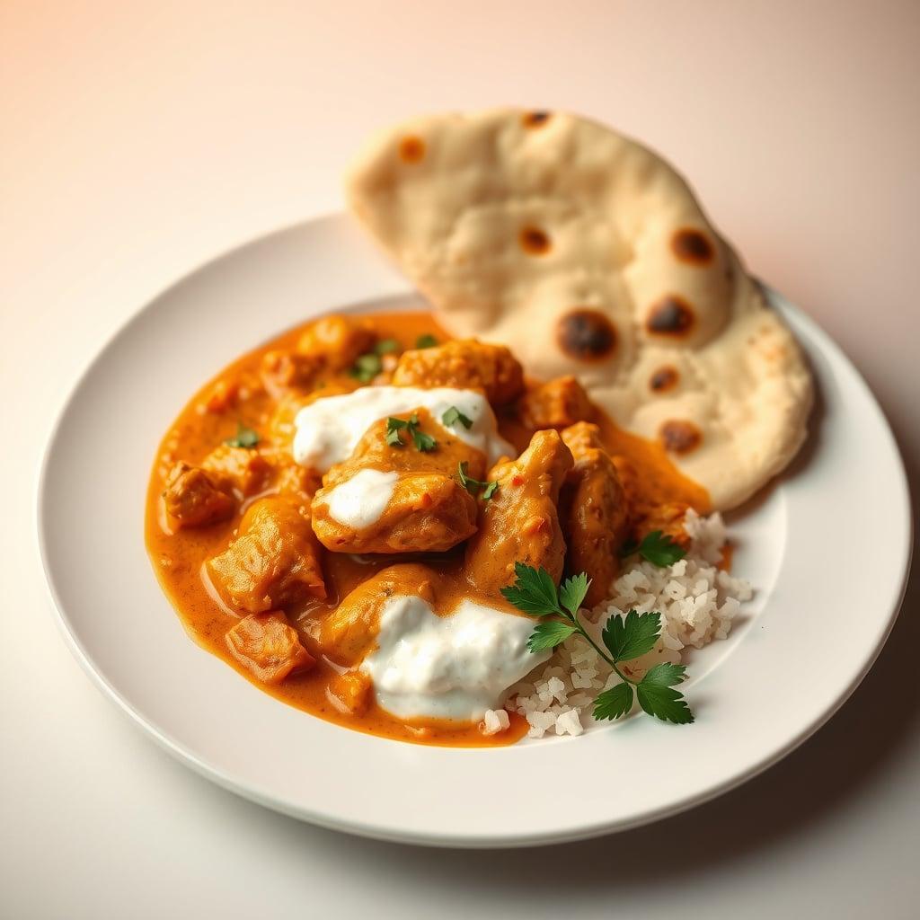 North Indian Butter Chicken (Murgh Makhani) with Homemade Naan North Indian Butter Chicken (Murgh Makhani) with Homemade Naan