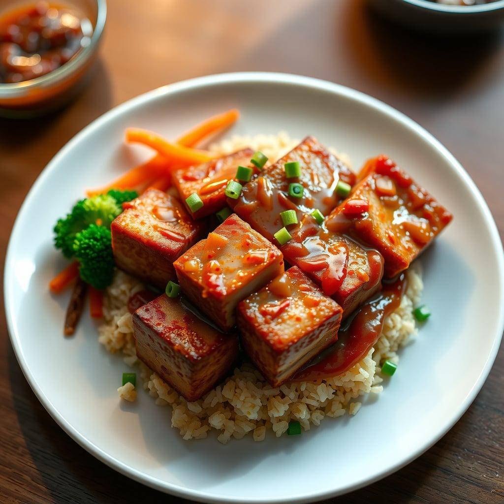 Gochujang-Glazed Pork Belly with Kimchi Fried Rice Gochujang-Glazed Pork Belly with Kimchi Fried Rice