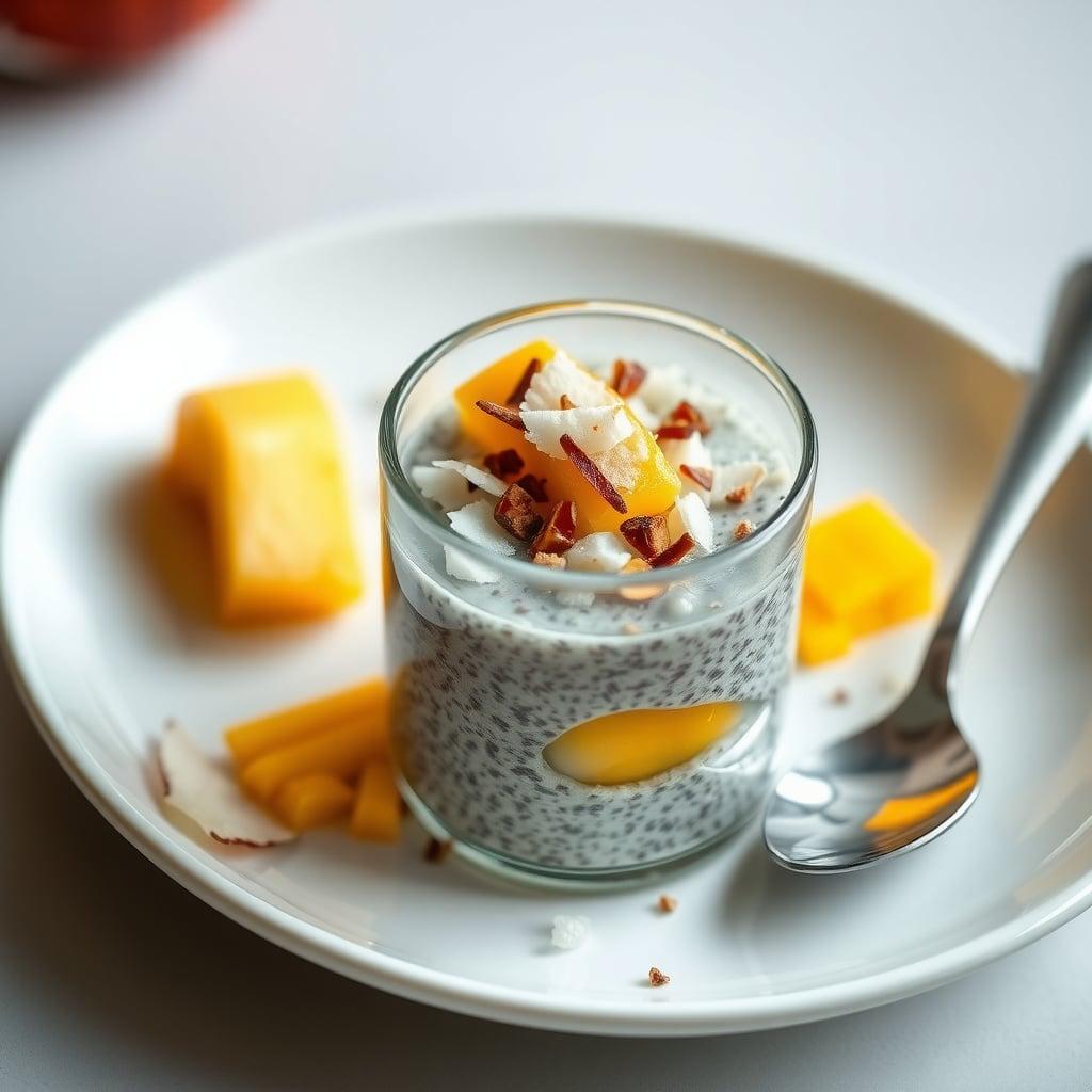 Overnight Chia Seed Pudding with Fresh Mango and Toasted Coconut