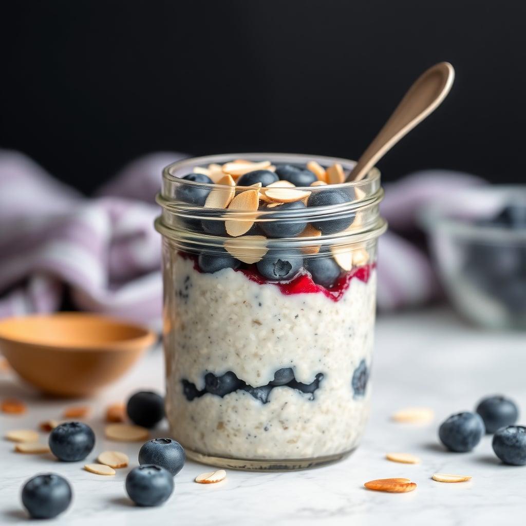 Overnight Oats with Blueberries and Almonds Overnight Oats with Blueberries and Almonds