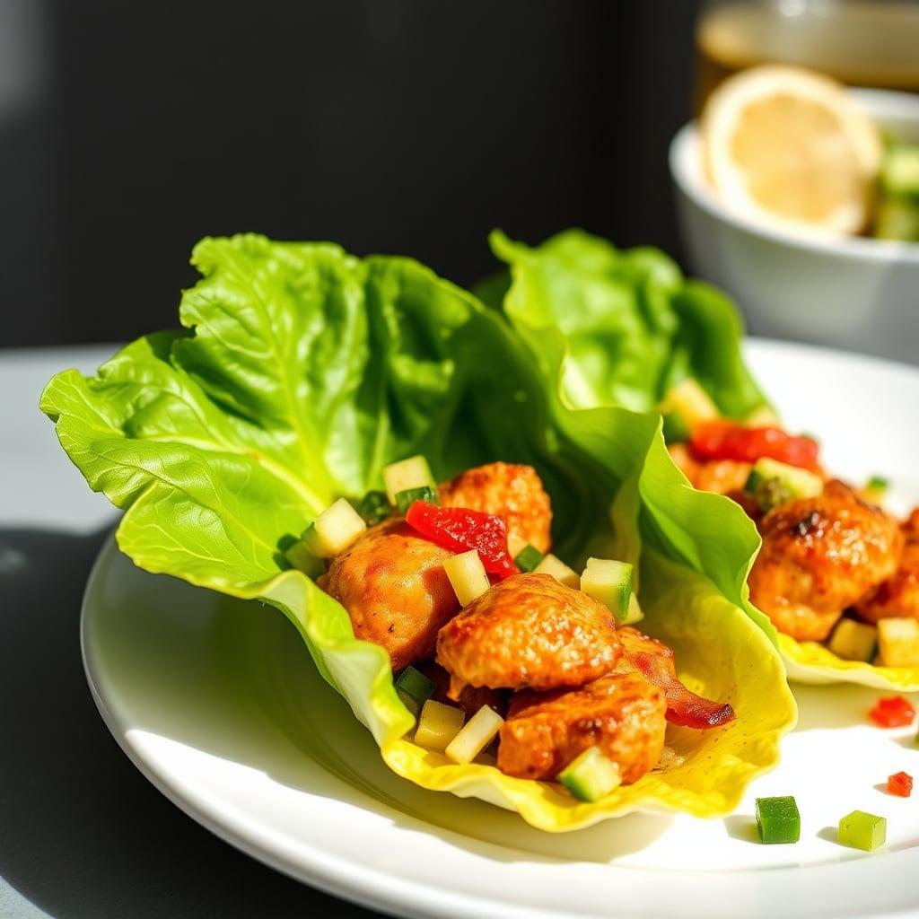 Harissa-Spiced Chicken Lettuce Cups with Preserved Lemon and Cucumber Relish Harissa-Spiced Chicken Lettuce Cups with Preserved Lemon and Cucumber Relish