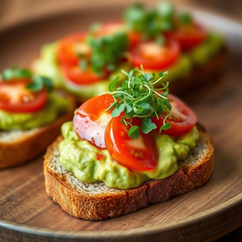 Avocado Toast with Microgreens and Tomatoes