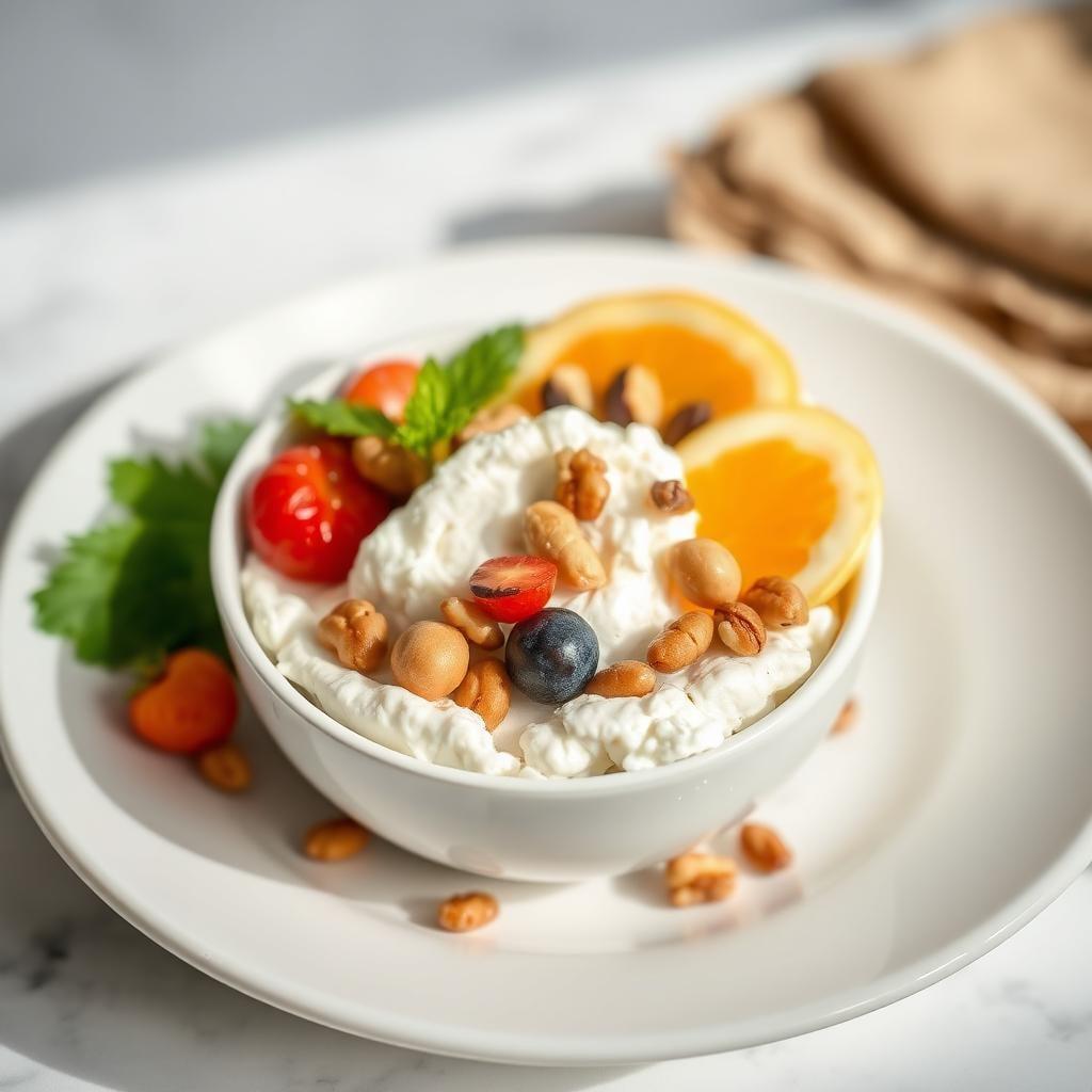 Cottage Cheese Breakfast Bowl with Fruit and Nuts Cottage Cheese Breakfast Bowl with Fruit and Nuts