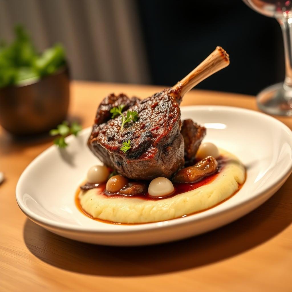 Slow-Braised Lamb Shoulder with Red Wine, Pearl Onions, and Creamy Polenta Slow-Braised Lamb Shoulder with Red Wine, Pearl Onions, and Creamy Polenta