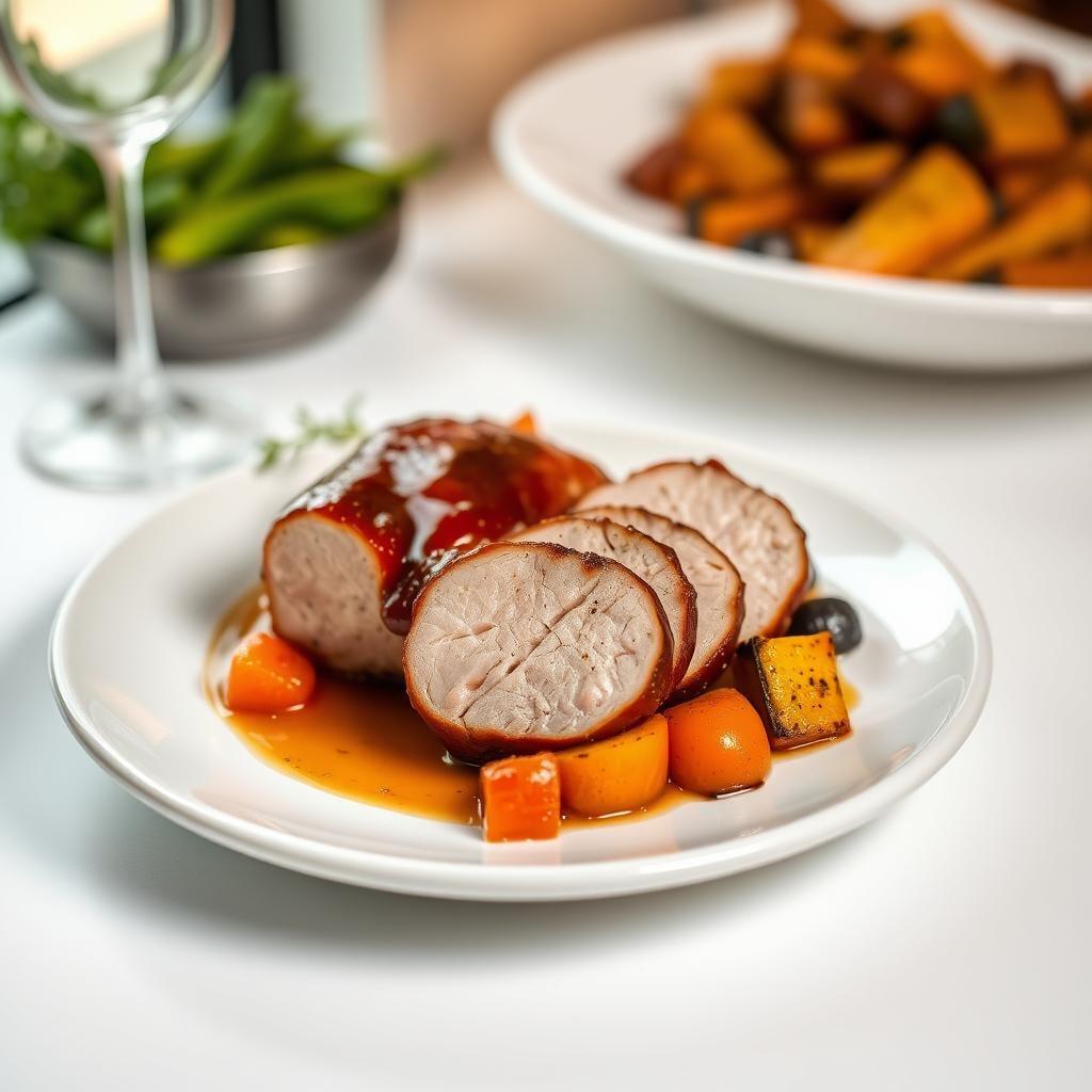 Honey Glazed Pork Tenderloin with Roasted Root Vegetables Honey Glazed Pork Tenderloin with Roasted Root Vegetables