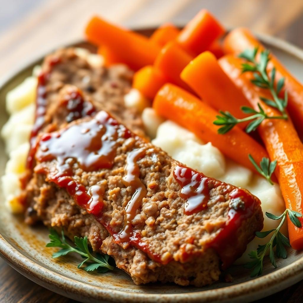 Homestyle Meatloaf with Garlic Mashed Potatoes and Honey-Glazed Carrots Homestyle Meatloaf with Garlic Mashed Potatoes and Honey-Glazed Carrots