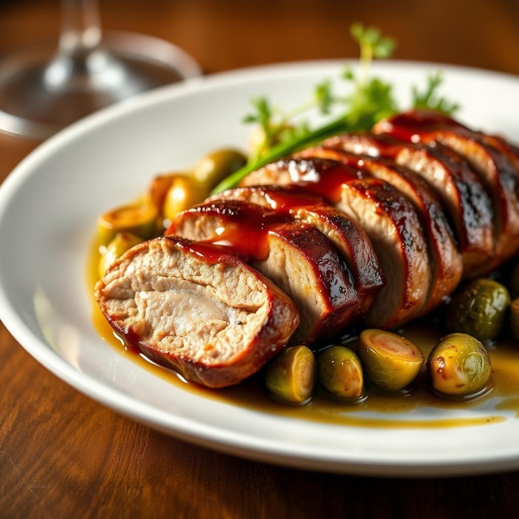 Maple Dijon Glazed Pork Tenderloin with Roasted Brussels Sprouts Maple Dijon Glazed Pork Tenderloin with Roasted Brussels Sprouts