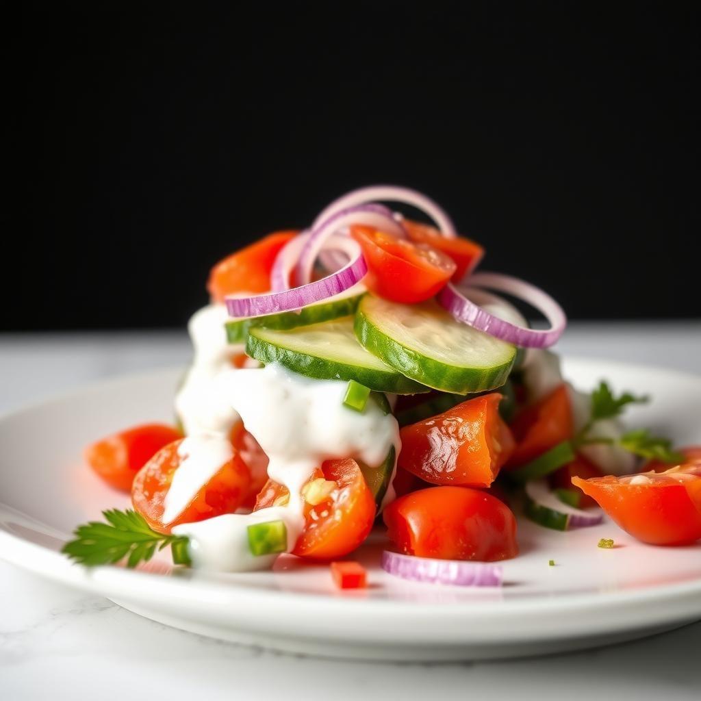 Cucumber Tomato Salad with Greek Yogurt Dressing Cucumber Tomato Salad with Greek Yogurt Dressing