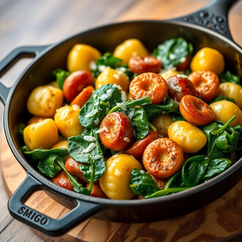 Skillet Gnocchi with Sausage, Spinach, and Parmesan Skillet Gnocchi with Sausage, Spinach, and Parmesan